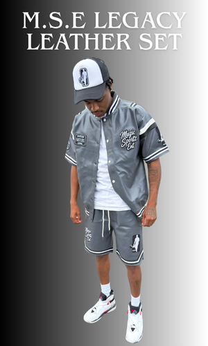 Grey Legacy Leather Short Set